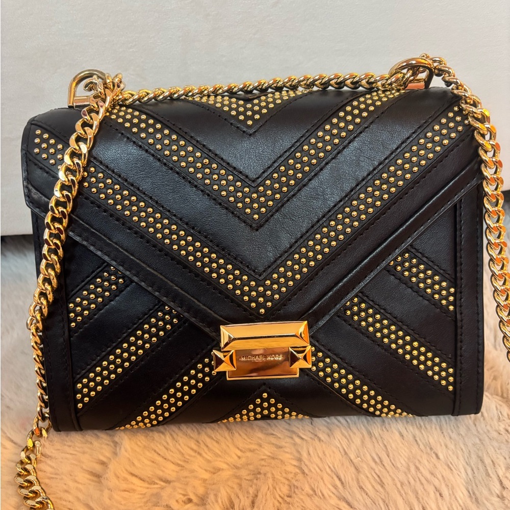 Michael Kors Black and Gold Studded Women's Bag